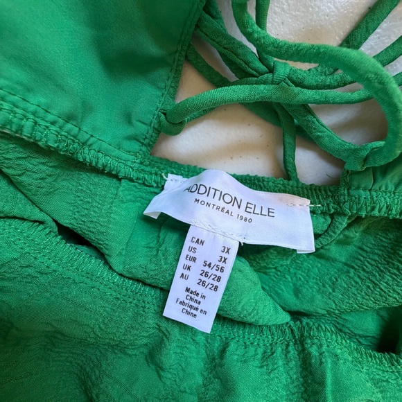 Addition Elle Green Maxi Tiered Lace-Up Peasant Dress Party Stretch size 3X - Picture 12 of 16